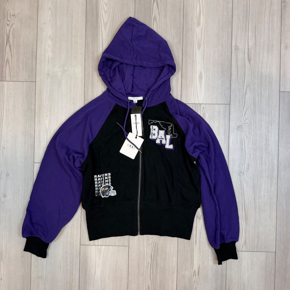 NWT WEAR by Erin Andrews Baltimore Ravens NFL Zip Up Hoodie Purple Black WMNs XL